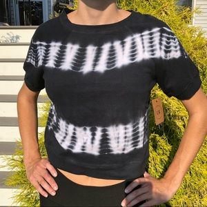 🆕 Urban Rebel Cropped Tie-Dye Black Short Sleeve Lightweight Womens Med.